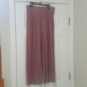 CABI 5677 geometric print hi rise straight stretchy jersey knit pants med